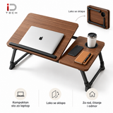 Sklopivi sto za laptop sa podesivim nagibom i držačem za čašu – 55 × 32 cm, braon